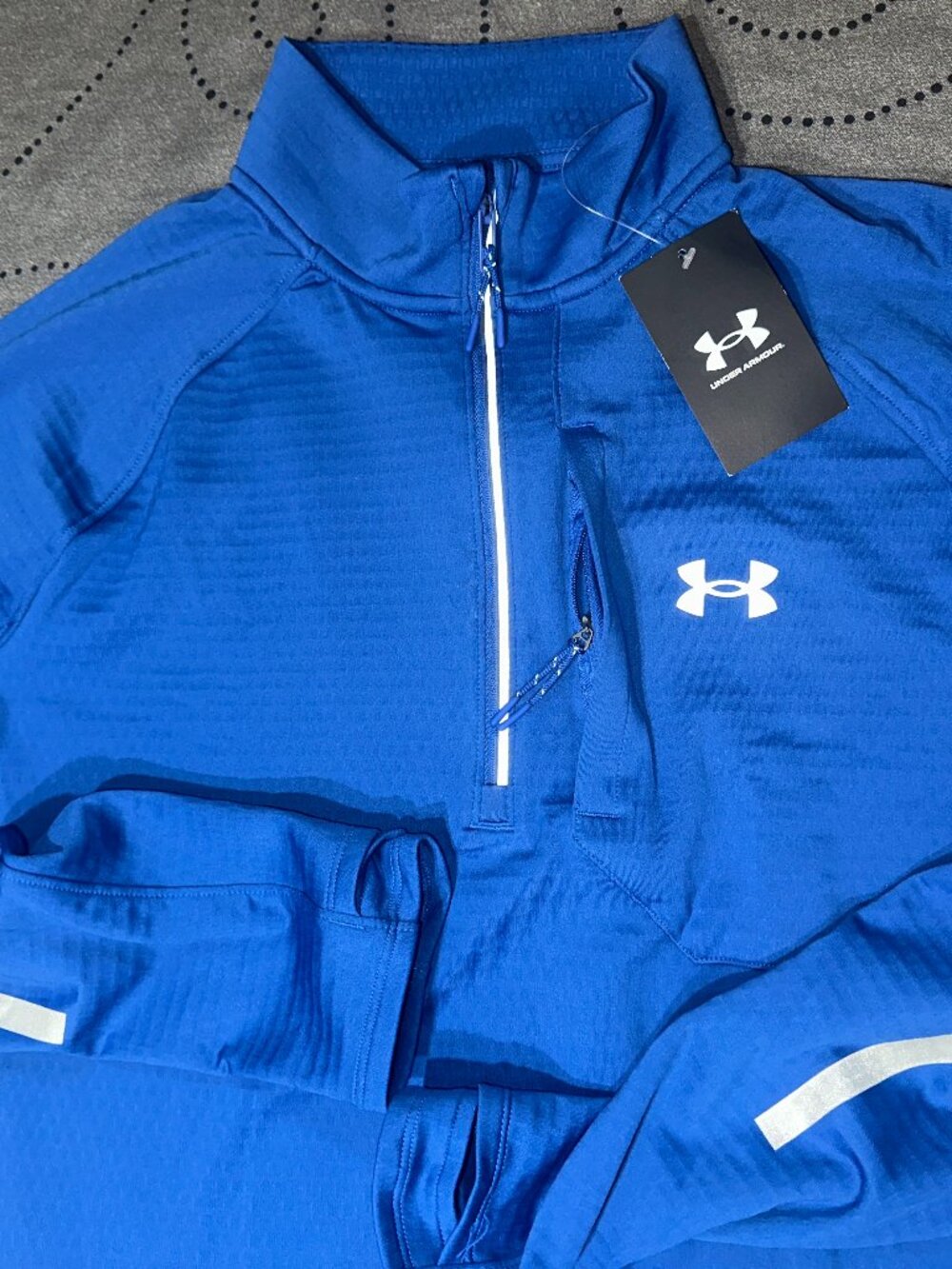 UNDER ARMOUR LAUNCH COLDGEAR 1/2 ZIP. BLUE FITTED PULLOVER SIZE XL OR L MEN $80